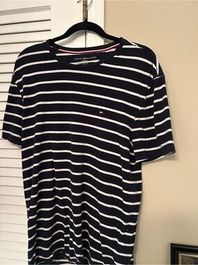 Tommy Hilfiger Navy & White Striped Crewneck Tee